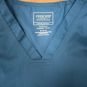 Cherokee scrub top; medium; carribean blue